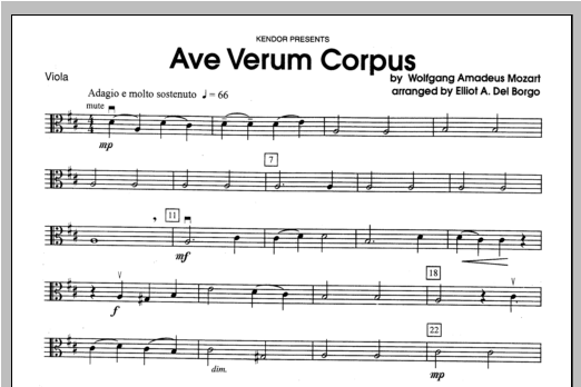 Download Del Borgo Ave Verum Corpus - Viola Sheet Music