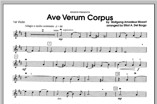 Download Del Borgo Ave Verum Corpus - Violin 1 Sheet Music