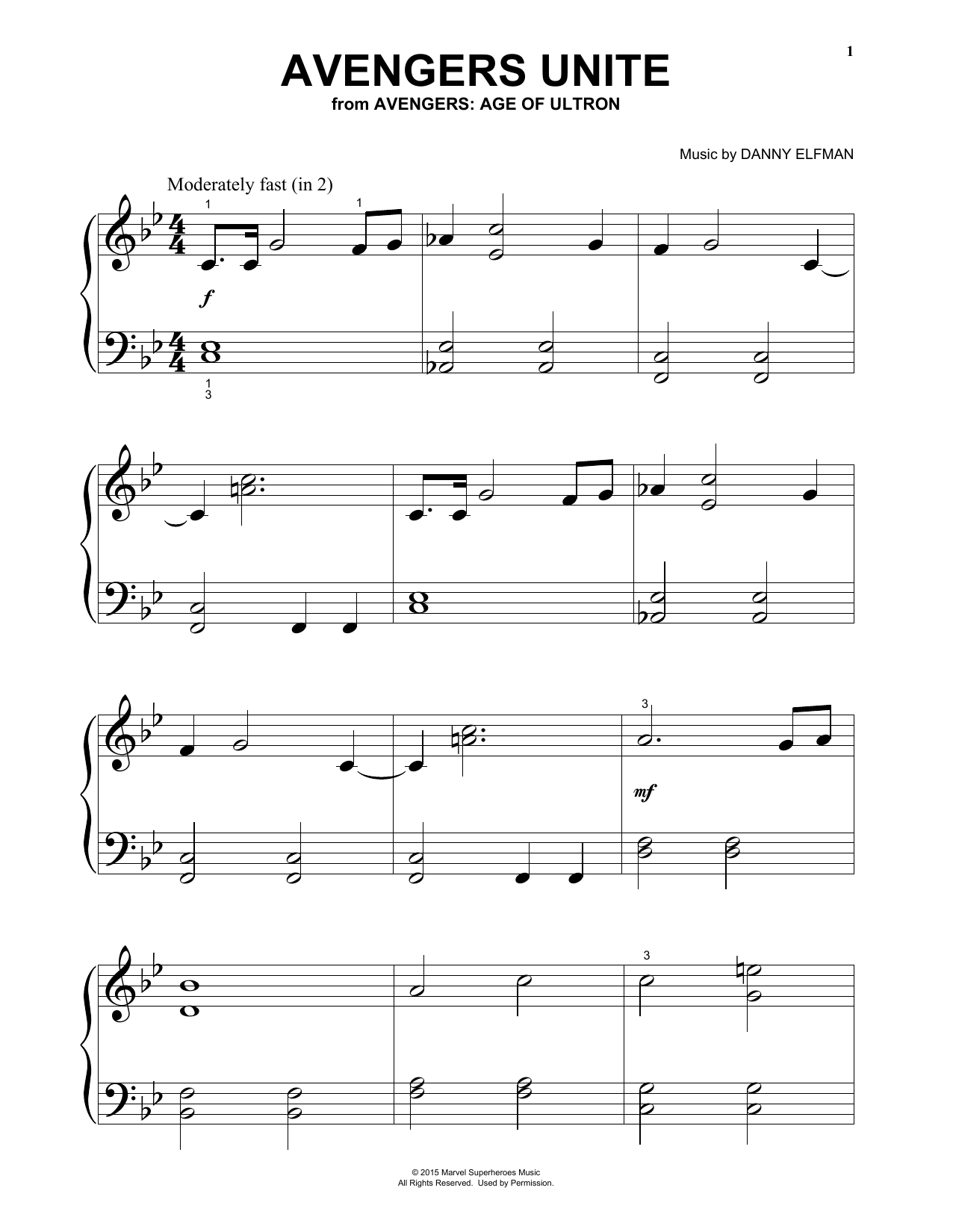 Download Danny Elfman Avengers Unite (from Avengers: Age Of U Sheet Music