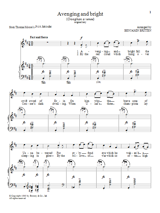 Download Benjamin Britten Avenging and bright Sheet Music