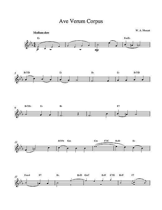 Wolfgang Amadeus Mozart Avernum sheet music notes printable PDF score