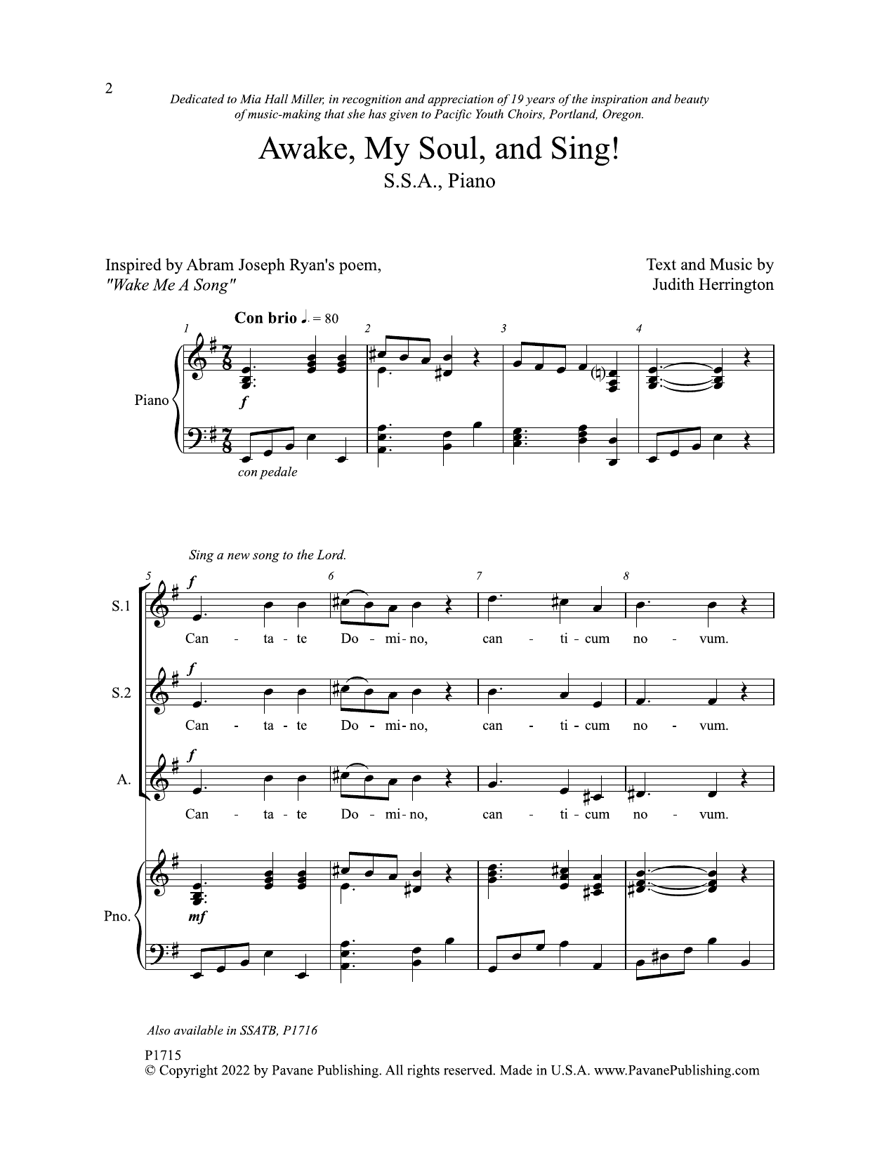 Download Judith Herrington Awake, My Soul, and Sing! Sheet Music