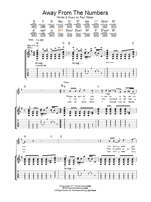 Download The Jam Away From The Numbers Sheet Music