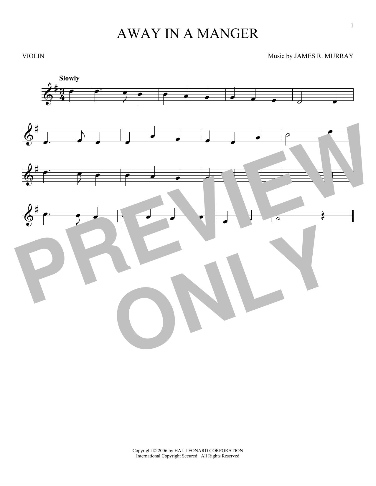 Download James R. Murray Away In A Manger Sheet Music