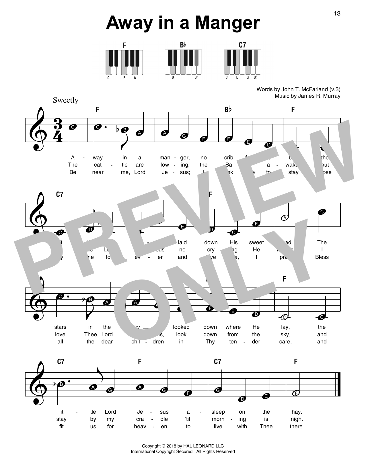Download James R. Murray Away In A Manger Sheet Music