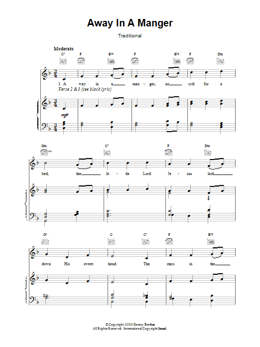 Christmas Carol Away In A Manger sheet music notes printable PDF score