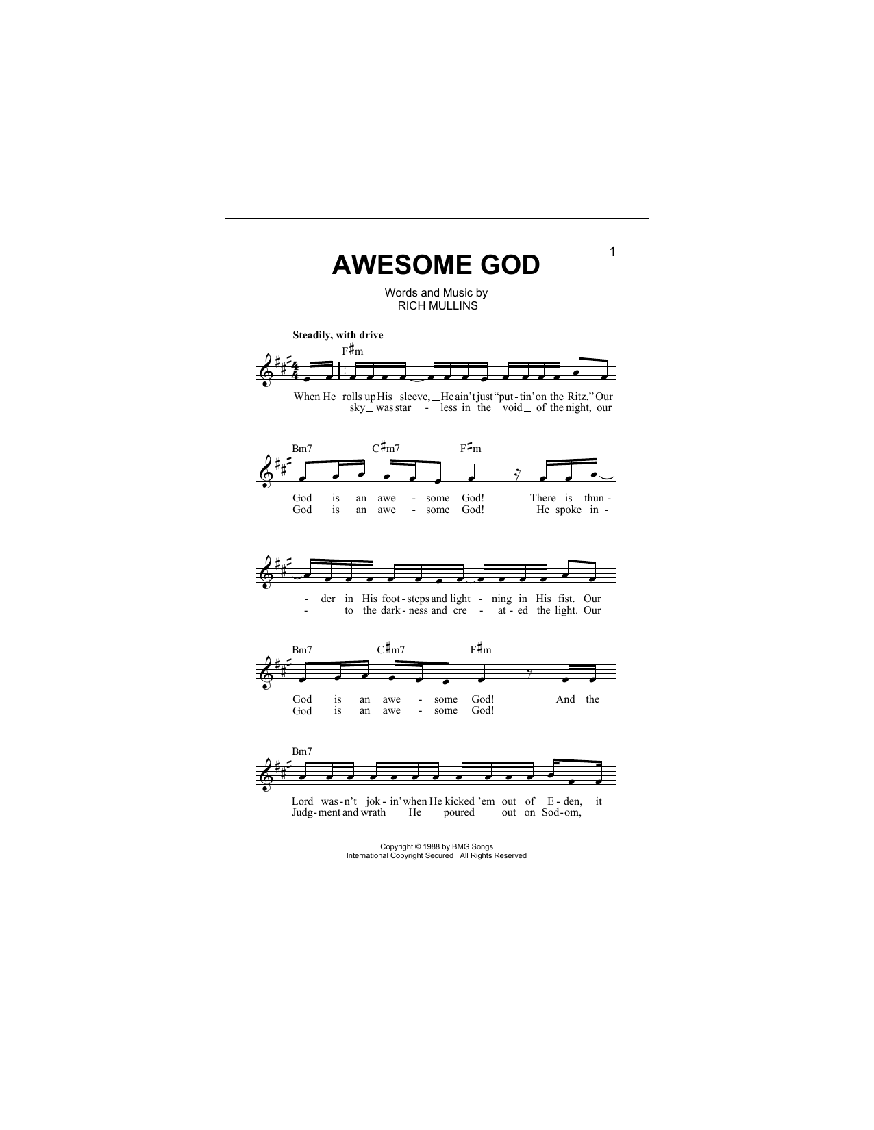 Download Rich Mullins Awesome God Sheet Music