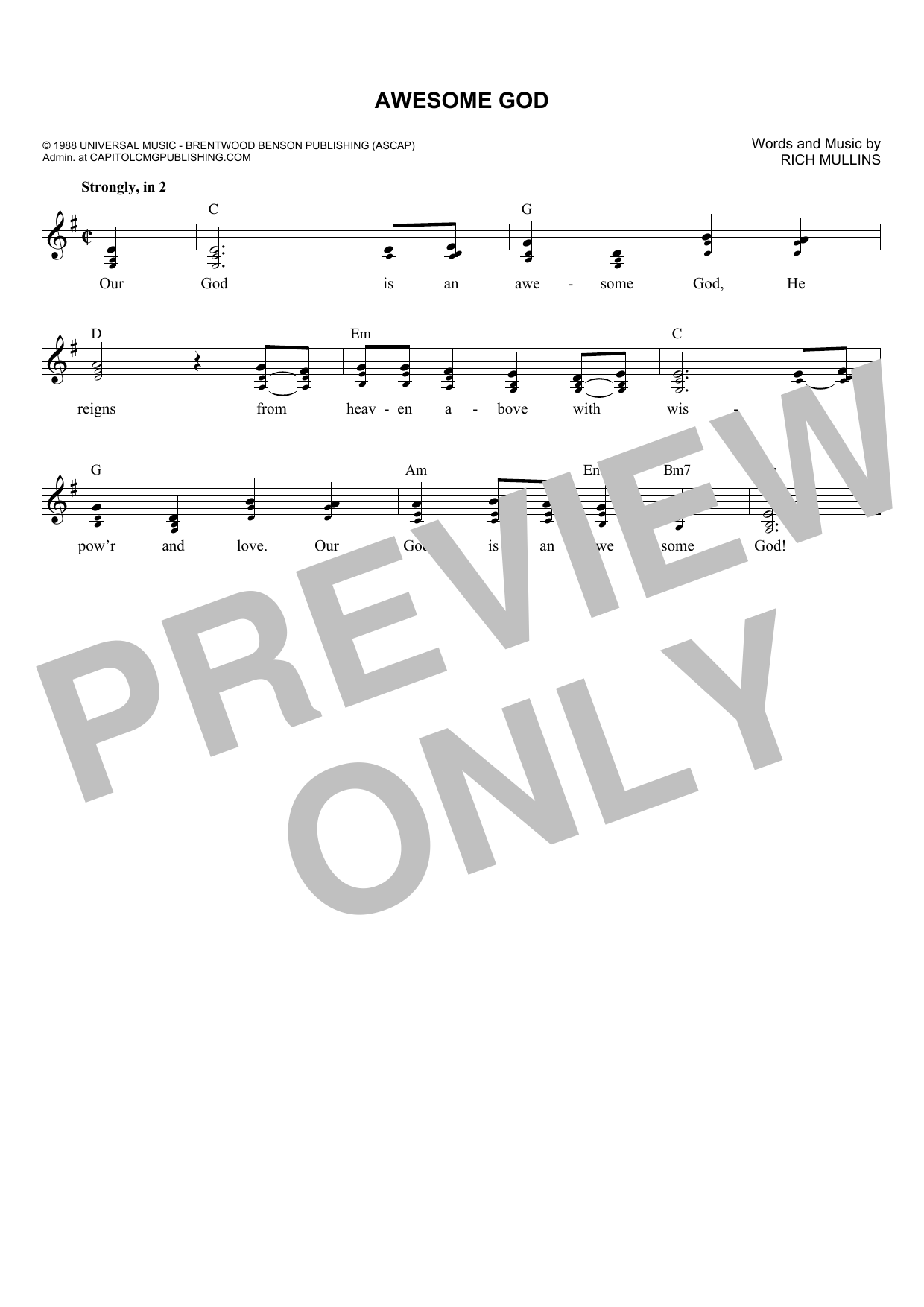 Download Rich Mullins Awesome God Sheet Music