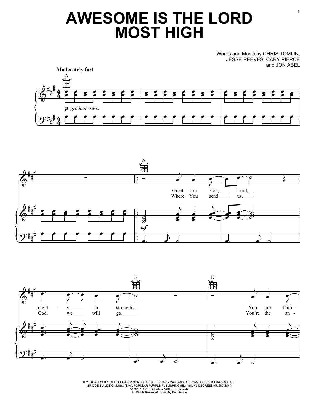 Download Chris Tomlin Awesome Is The Lord Most High Sheet Music