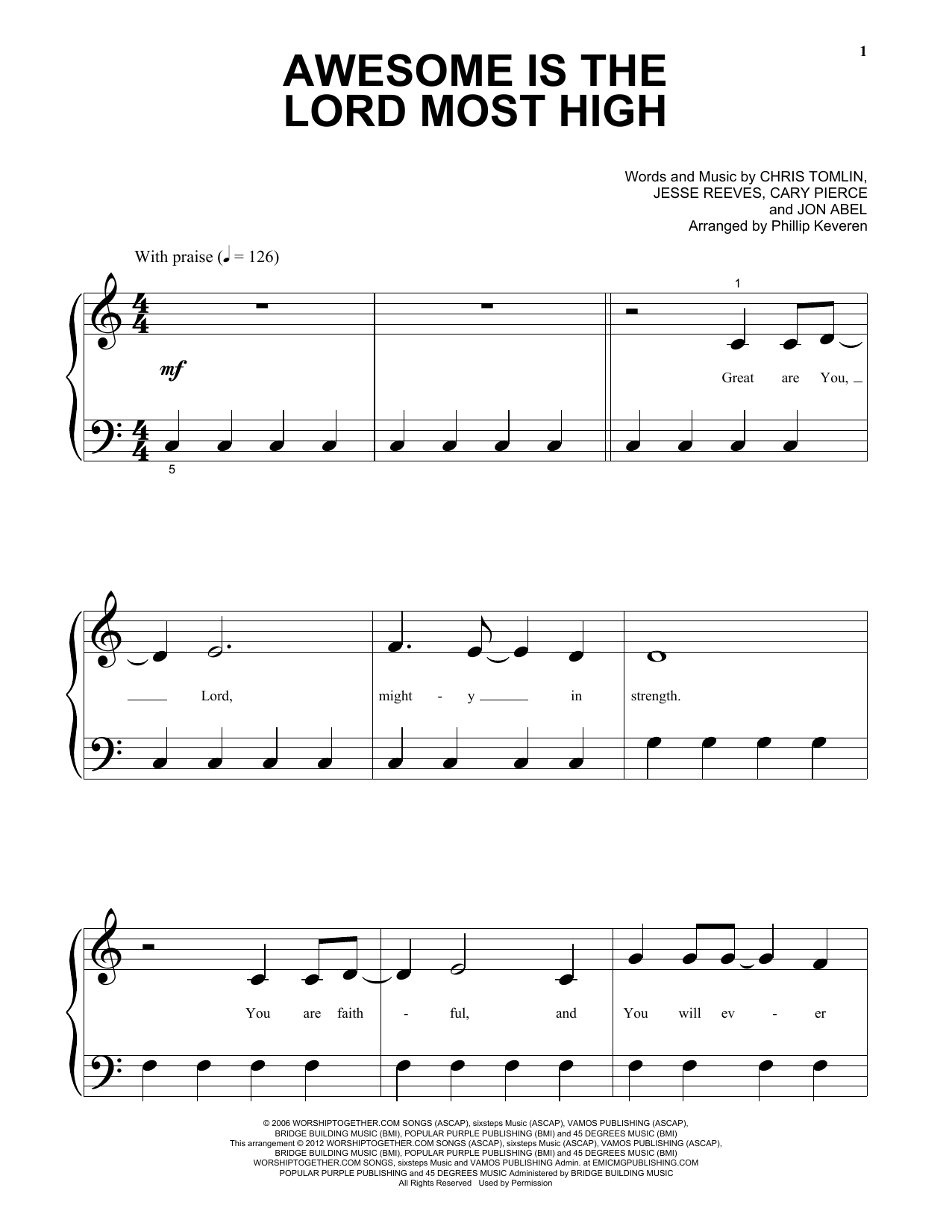 Download Brenton Brown Awesome Is The Lord Most High Sheet Music