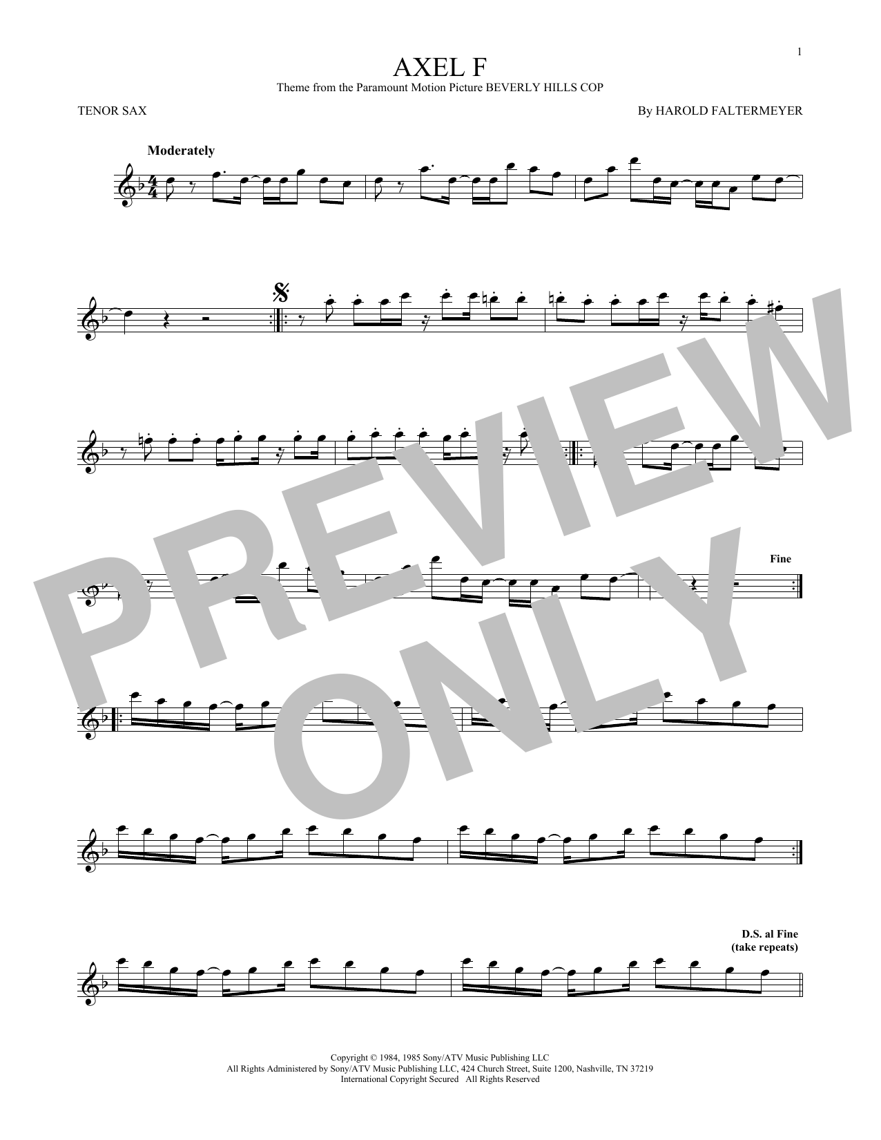 Download Crazy Frog Axel F Sheet Music