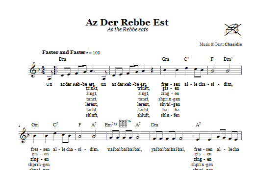 Download Chasidic Az Der Rebbe Est (As The Rebbe Eats) Sheet Music