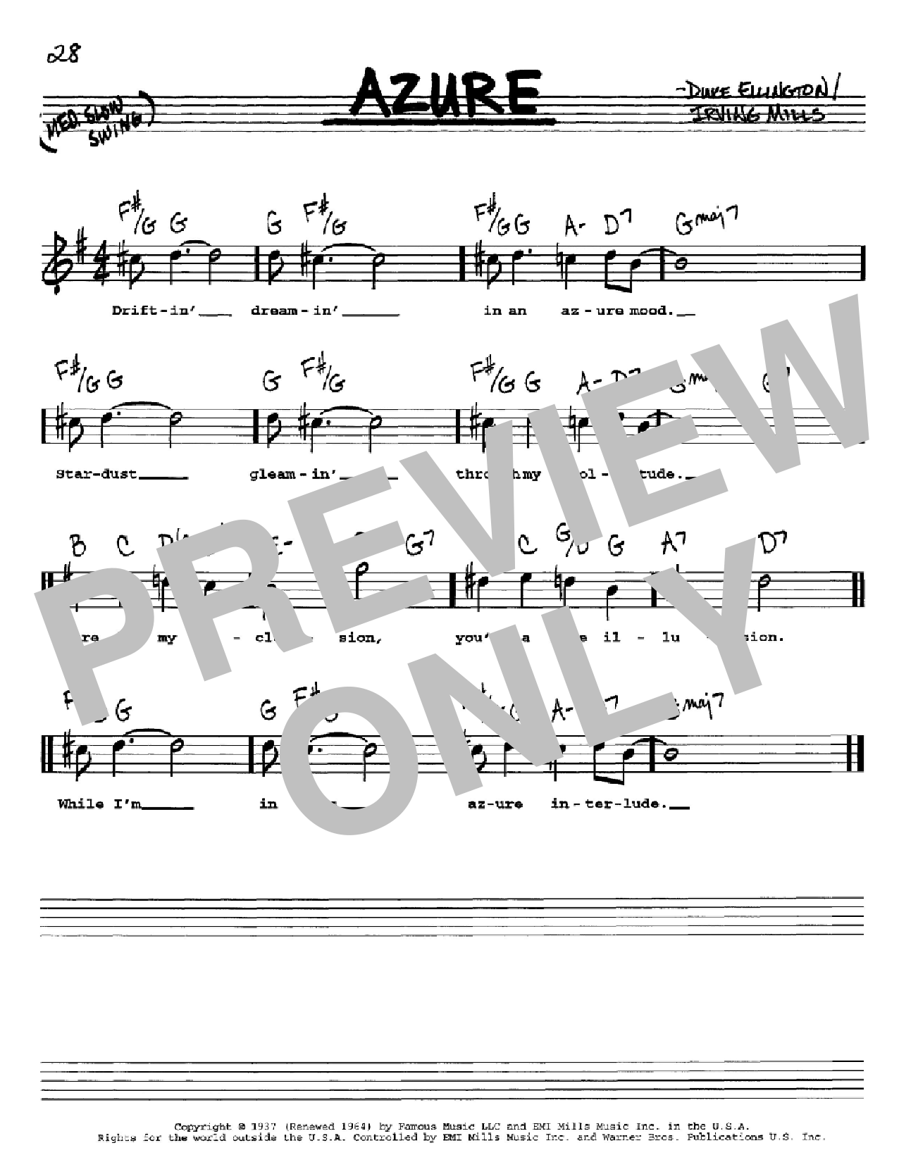 Download Duke Ellington Azure Sheet Music