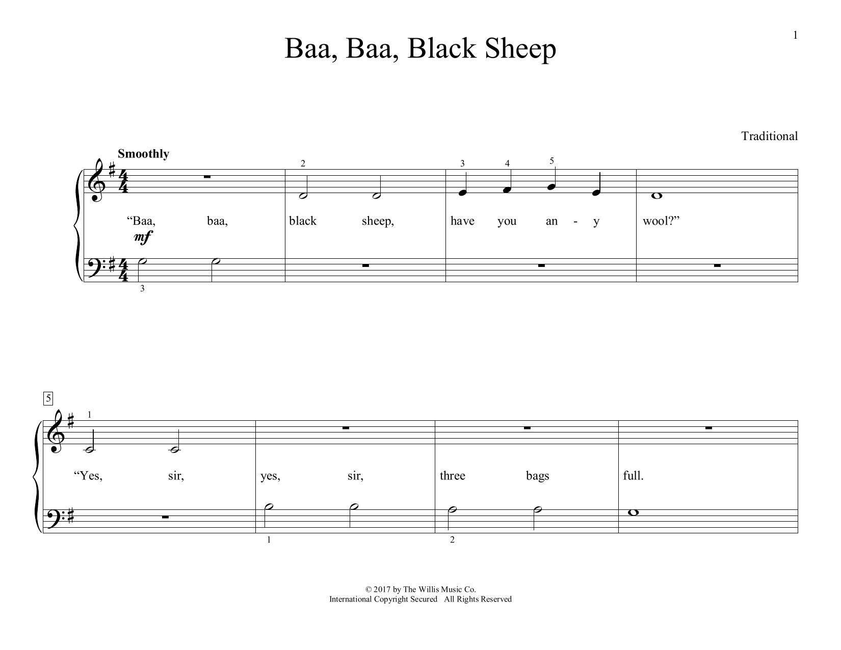 Download Traditional Baa, Baa, Black Sheep (arr. Christopher Sheet Music