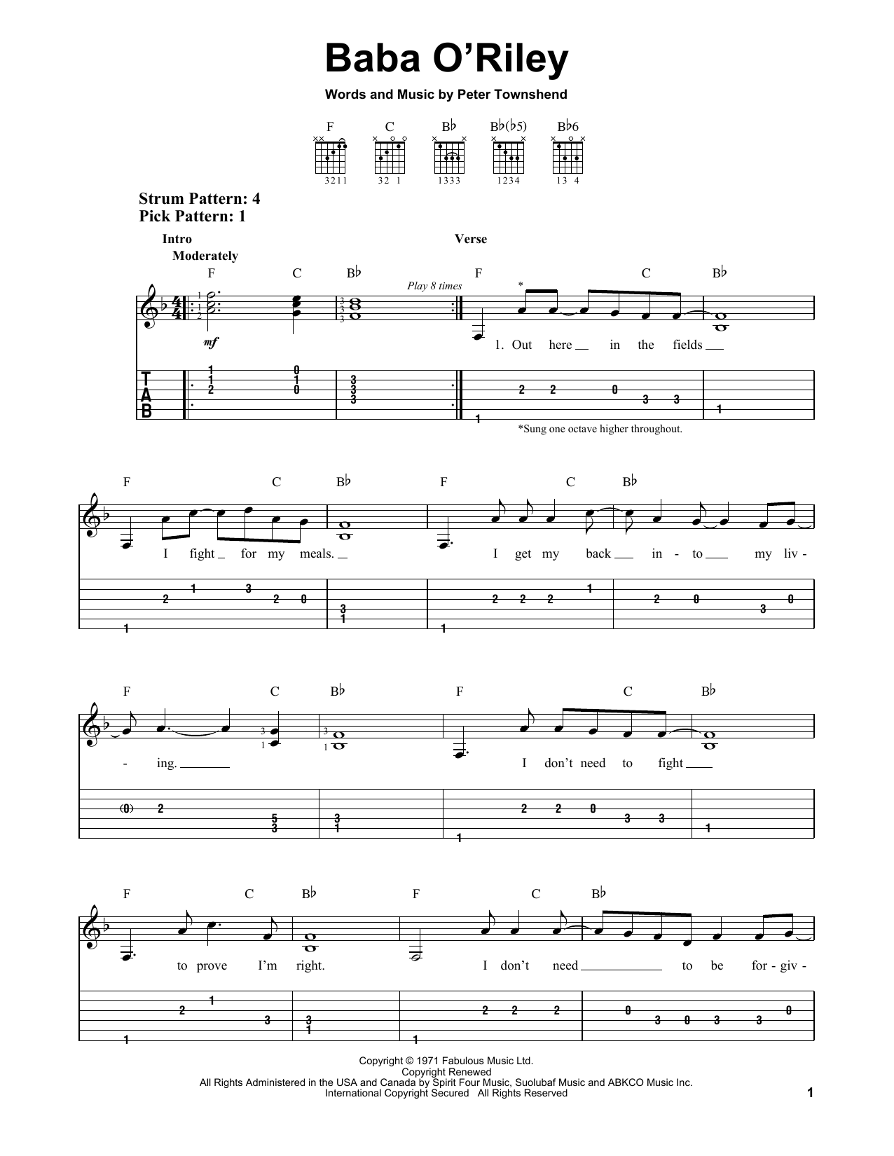 Download The Who Baba O'Riley Sheet Music