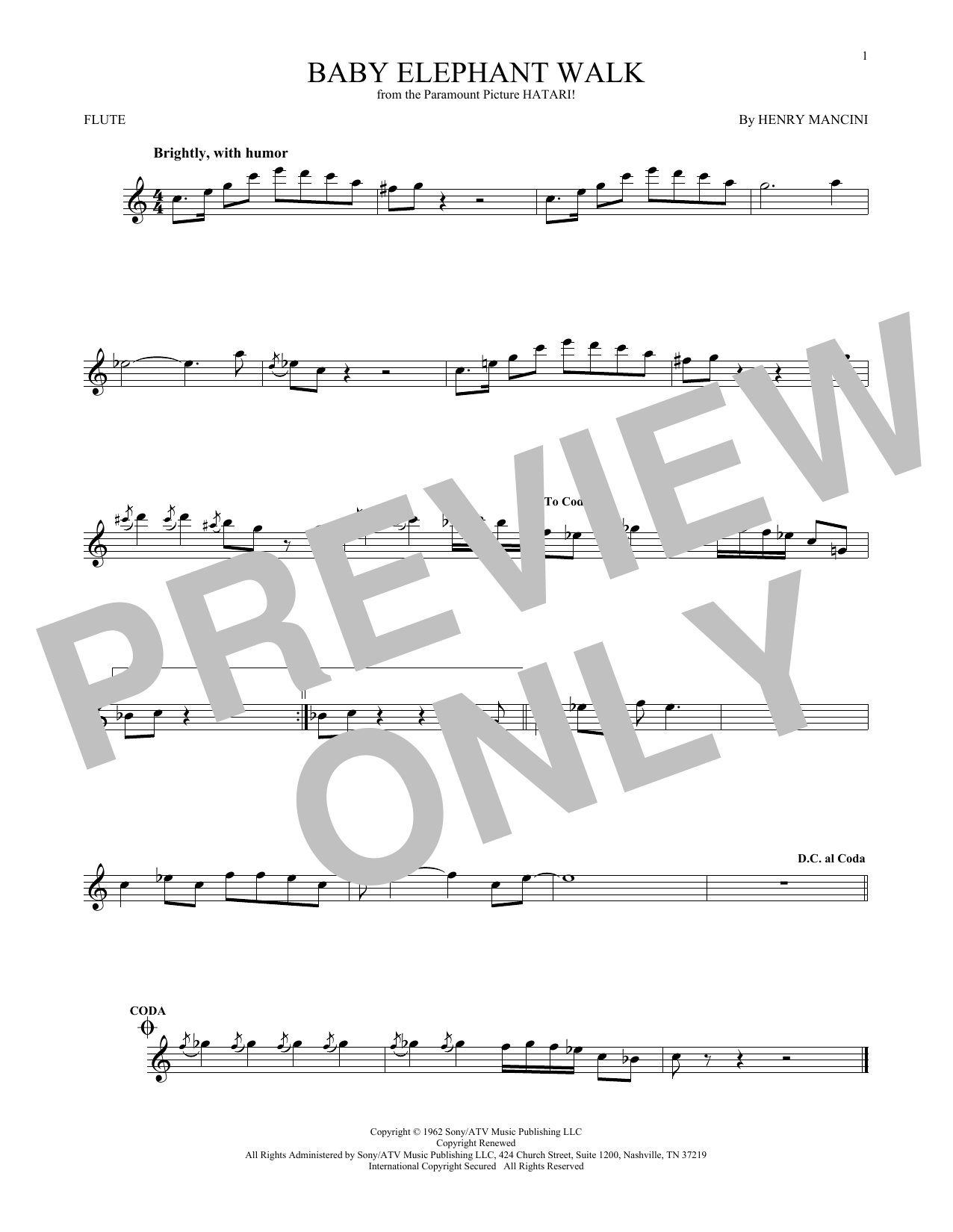 Download Henry Mancini Baby Elephant Walk Sheet Music