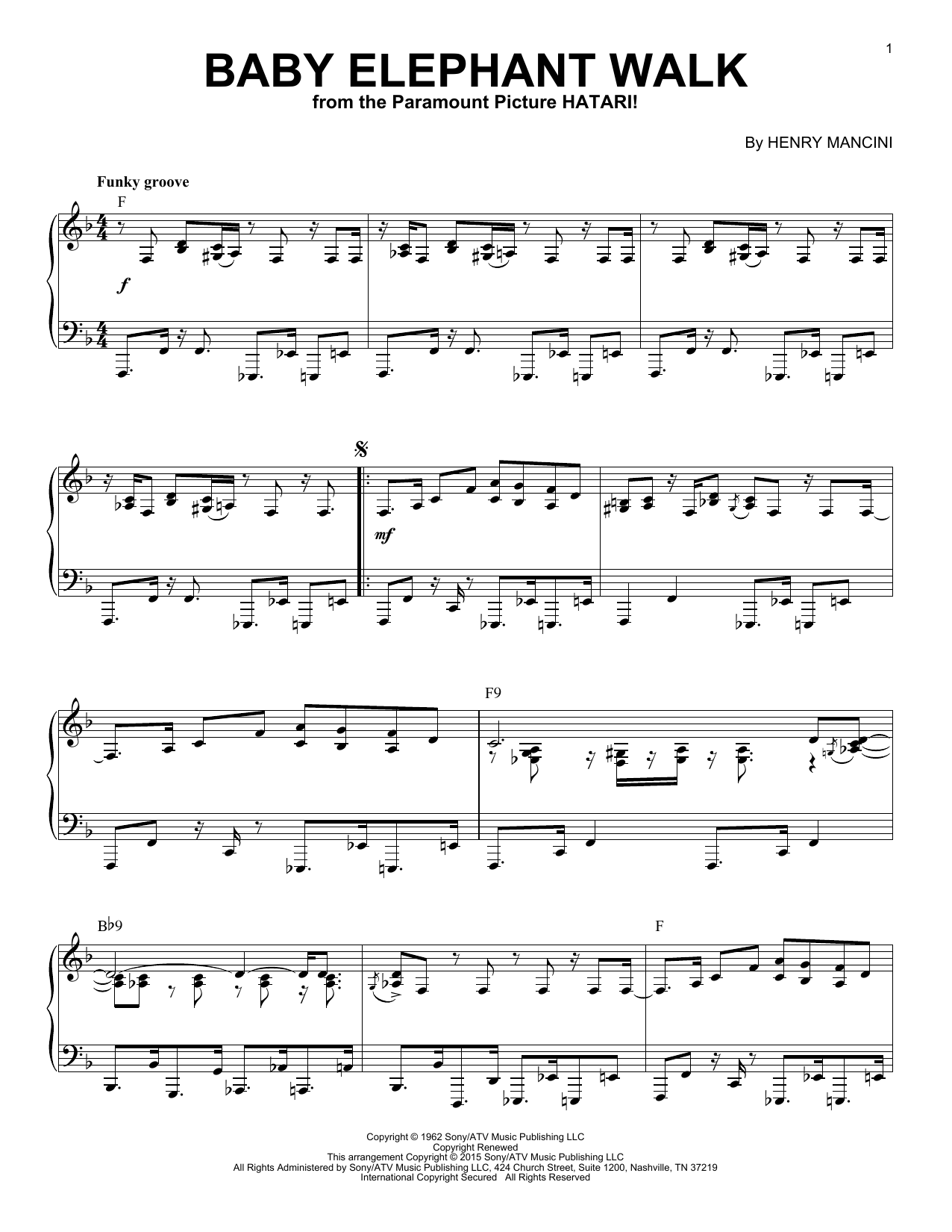 Download Henry Mancini Baby Elephant Walk [Jazz version] (arr. Sheet Music