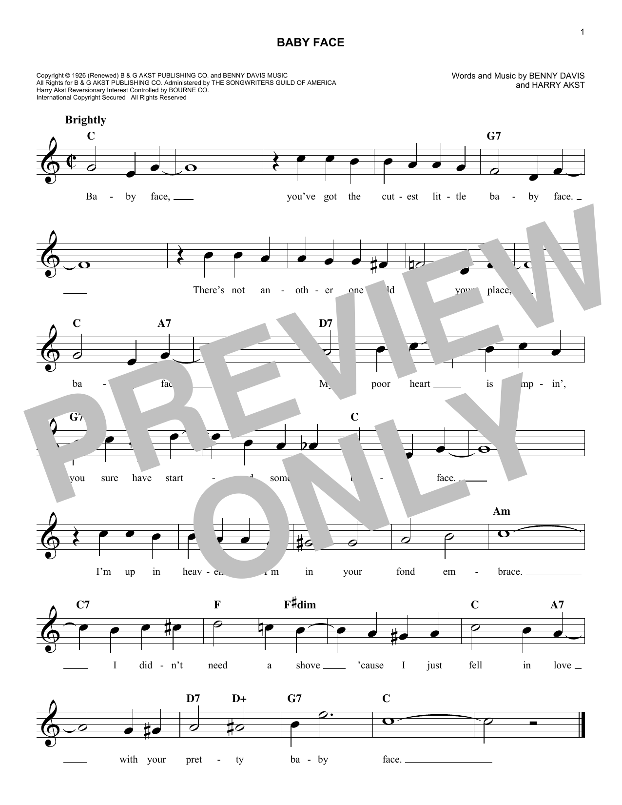 Download Bobby Darin Baby Face Sheet Music