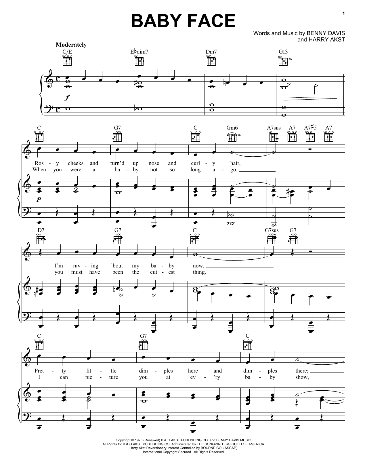 Download Harry Akst Baby Face Sheet Music