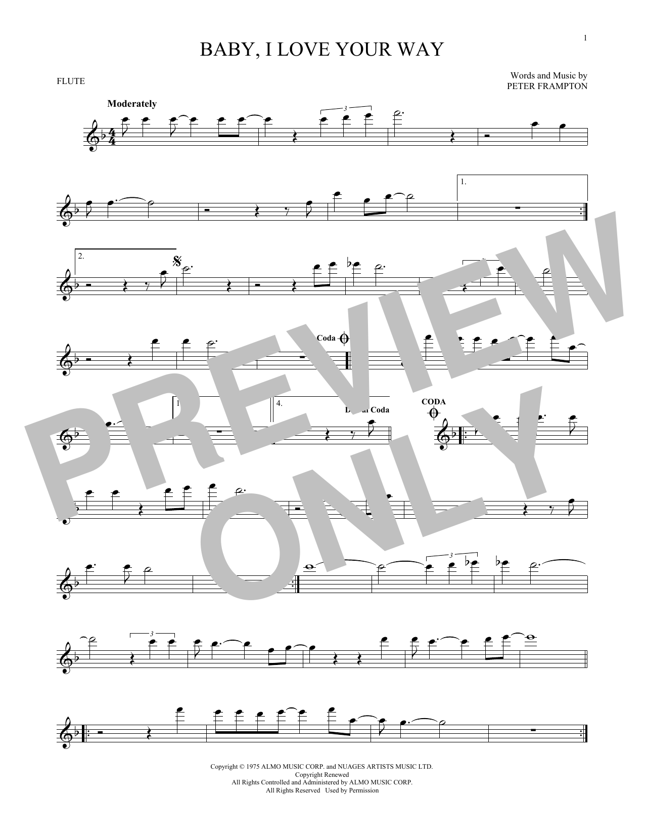 Download Peter Frampton Baby, I Love Your Way Sheet Music