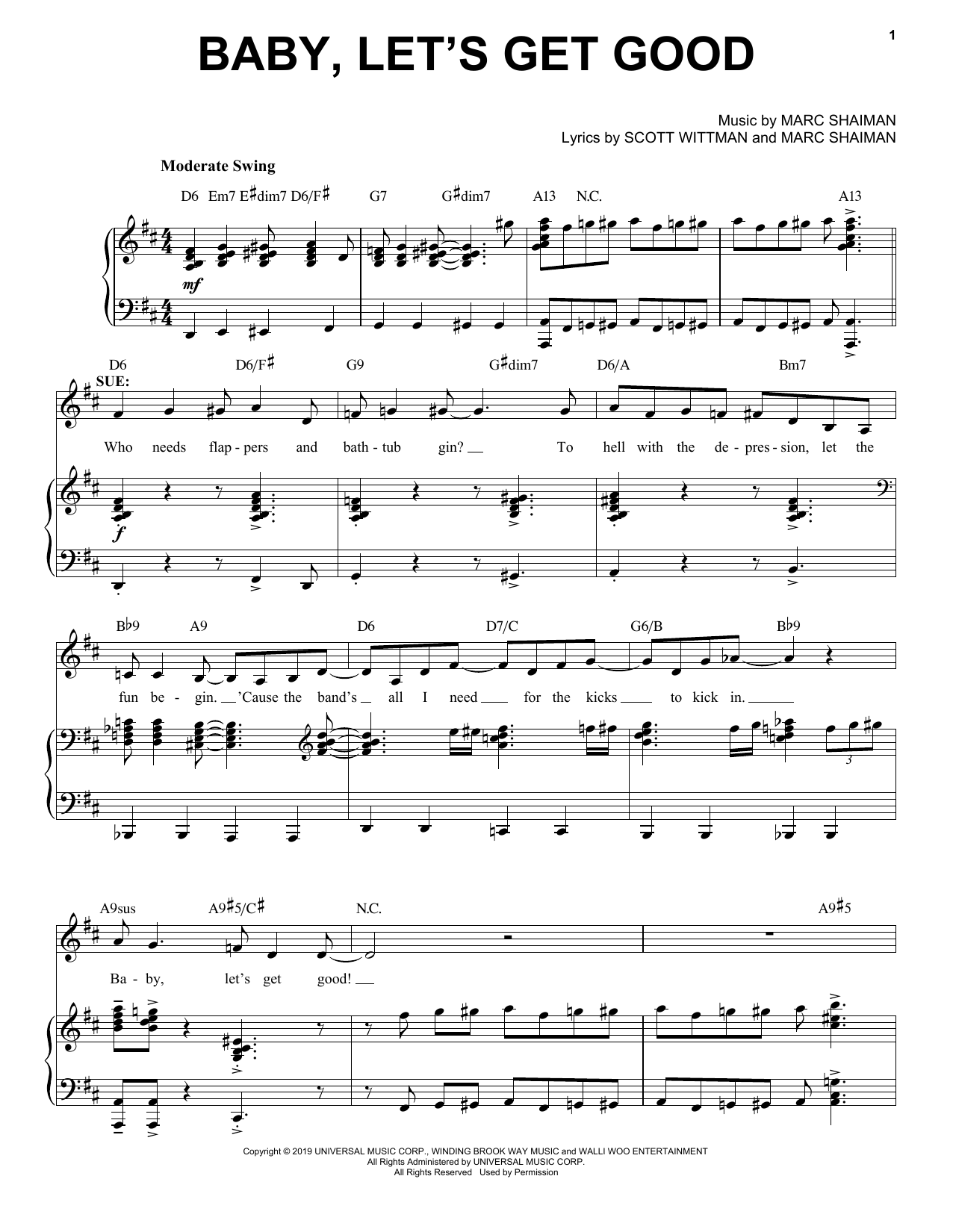Download Marc Shaiman & Scott Wittman Baby, Let's Get Good (from Some Like It Sheet Music