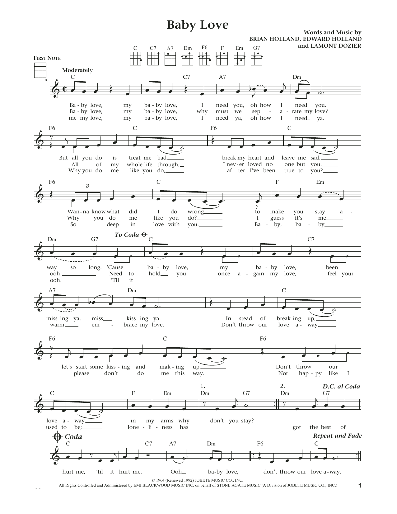Download The Supremes Baby Love (from The Daily Ukulele) (arr Sheet Music