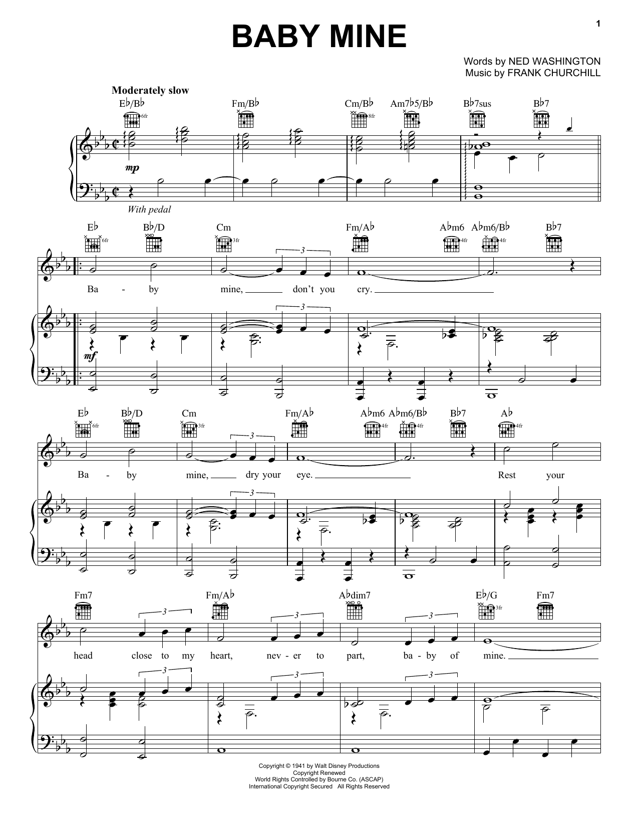 Download Ned Washington and Frank Churchill Baby Mine (from Walt Disney's Dumbo) Sheet Music