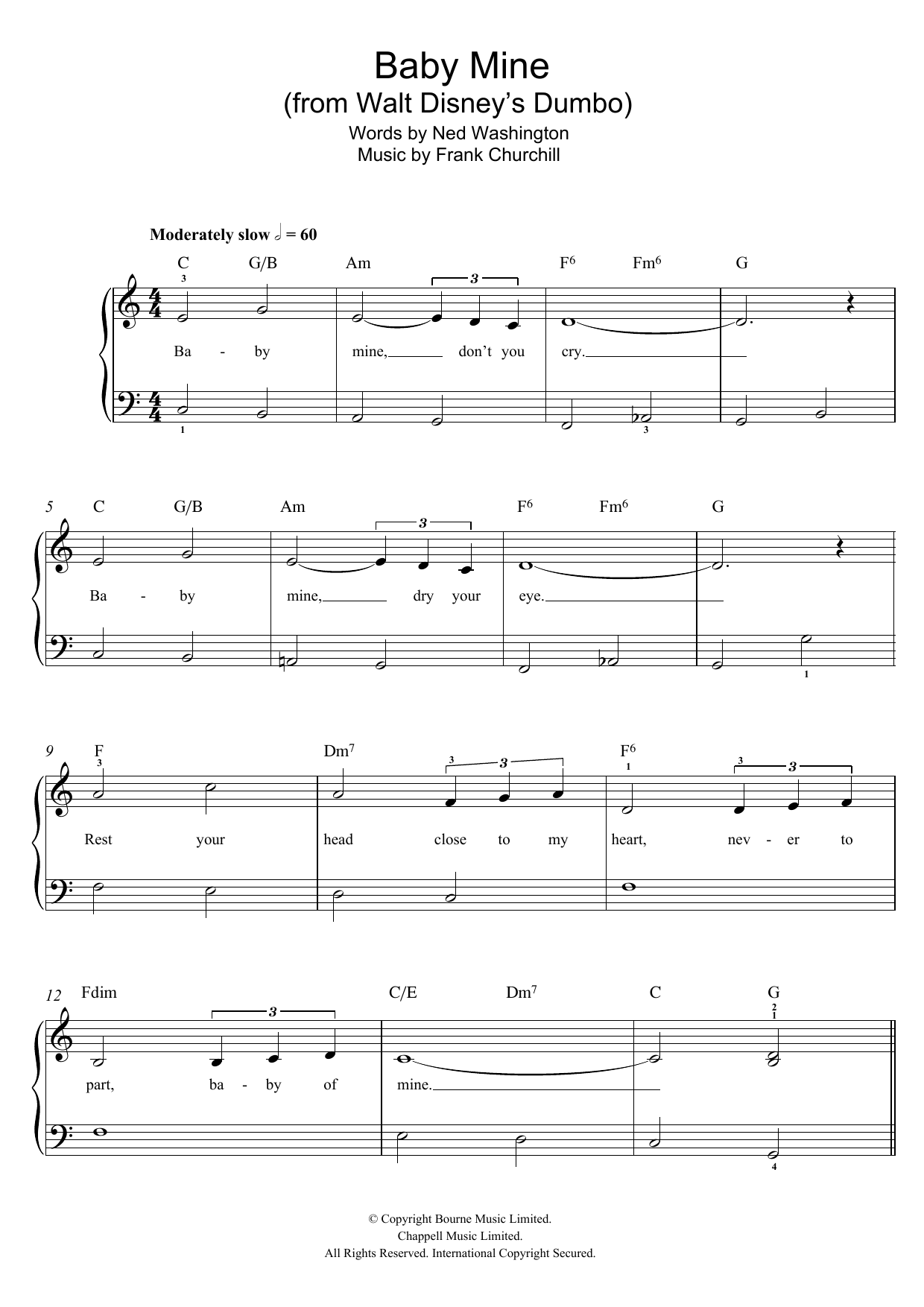 Download Frank Churchill Baby Mine (from Walt Disney's Dumbo) Sheet Music