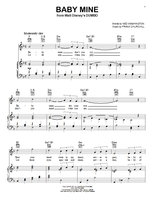 Download Frank Churchill Baby Mine (from Walt Disney's Dumbo) Sheet Music