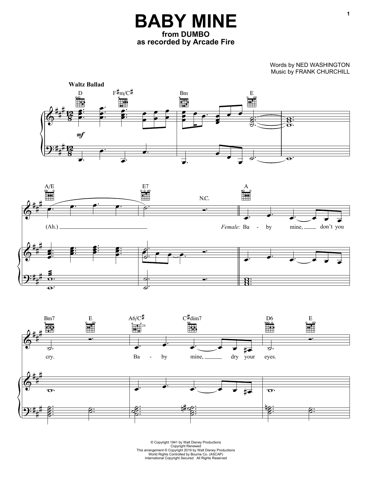 Download Arcade Fire Baby Mine (from the Motion Picture Dumb Sheet Music