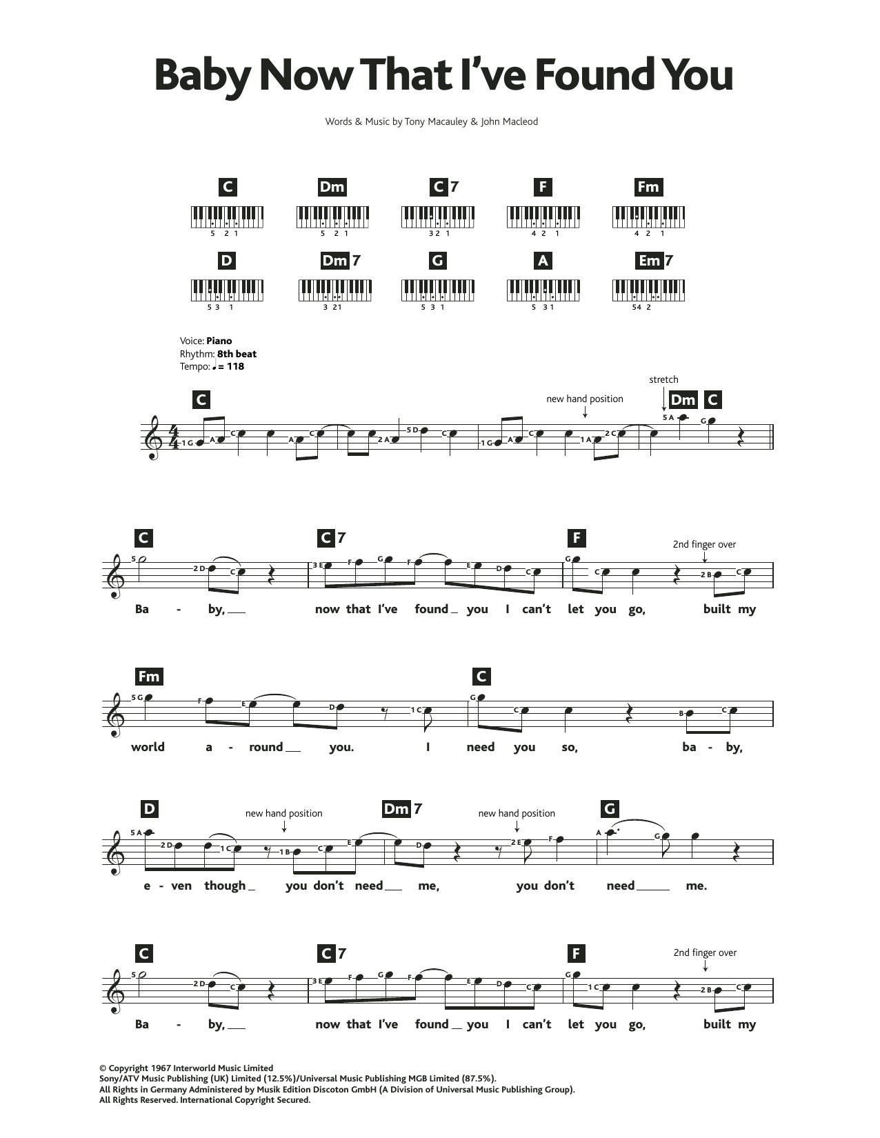 Download The Foundations Baby, Now That I've Found You Sheet Music