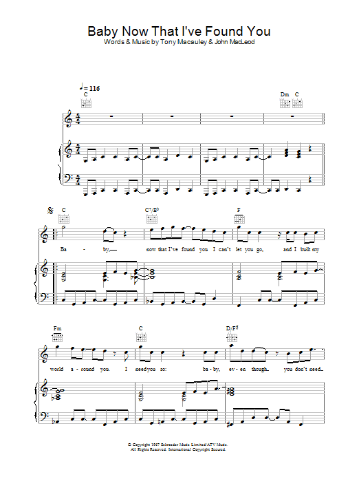 Download The Foundations Baby, Now That I've Found You Sheet Music