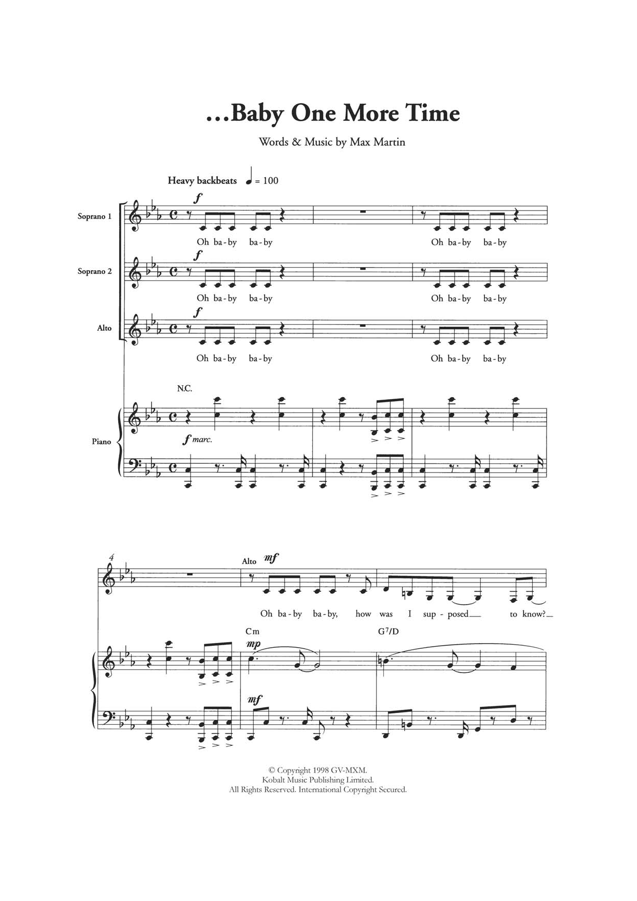Download Britney Spears ...Baby One More Time (arr. Berty Rice) Sheet Music