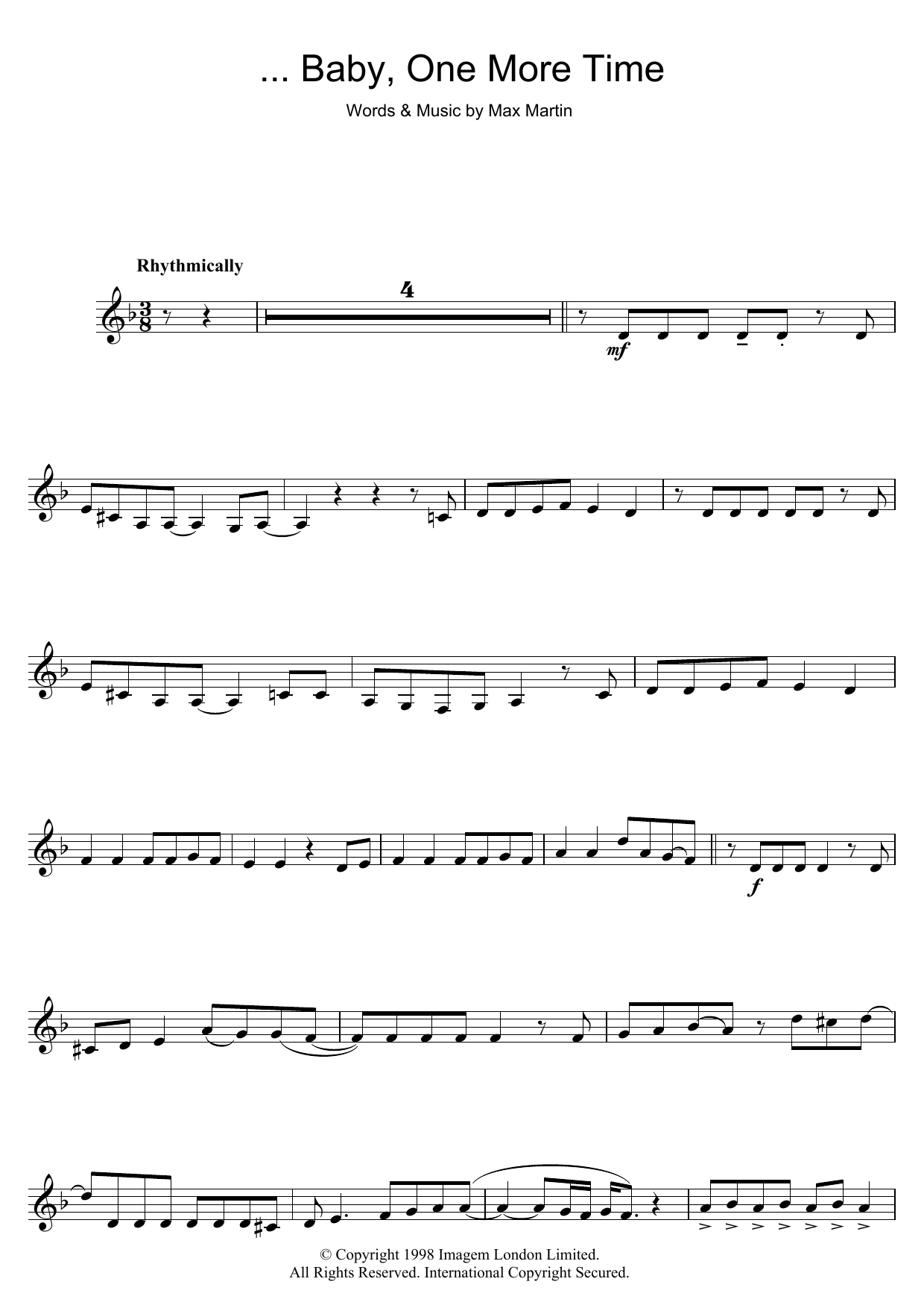Download Britney Spears ...Baby One More Time Sheet Music