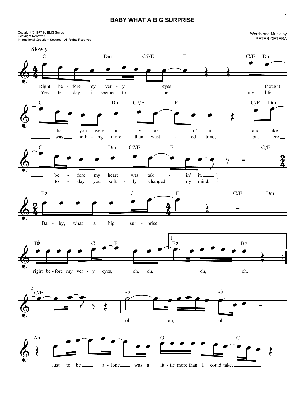 Download Chicago Baby What A Big Surprise Sheet Music
