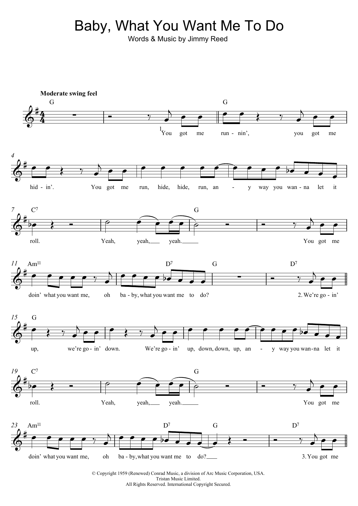 Download Jimmy Reed Baby, What You Want Me To Do Sheet Music
