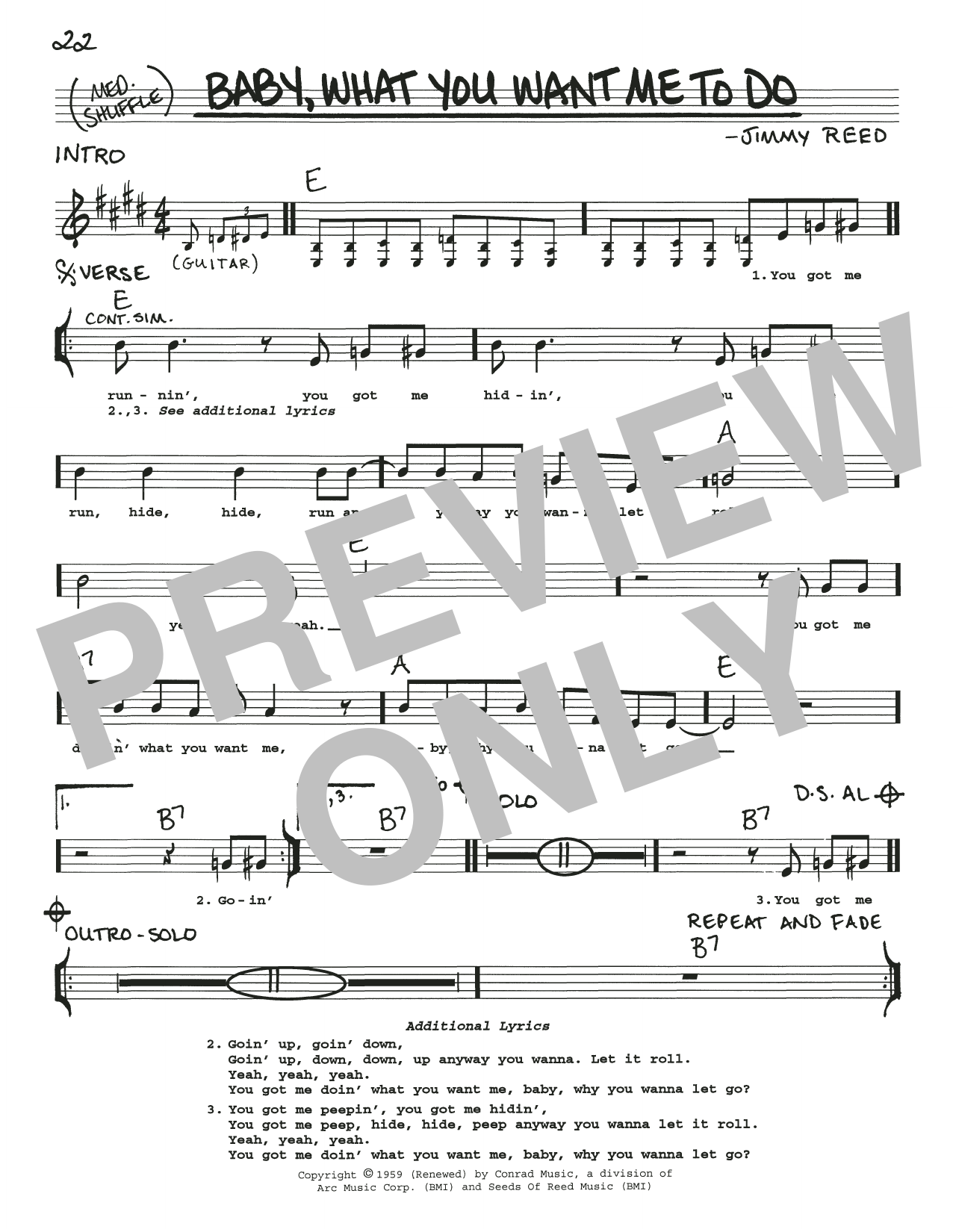 Download Jimmy Reed Baby, What You Want Me To Do Sheet Music