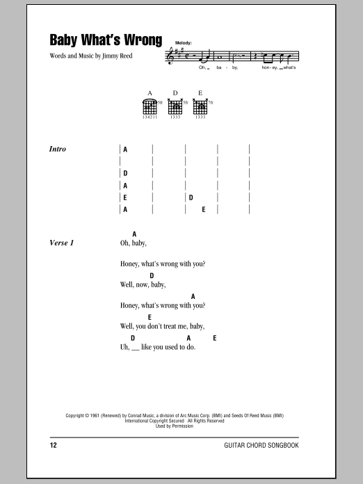 Download Eric Clapton Baby What's Wrong Sheet Music