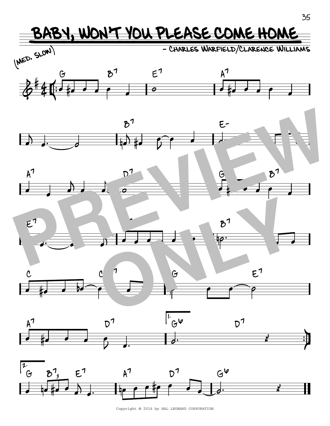 Download Bessie Smith Baby, Won't You Please Come Home Sheet Music