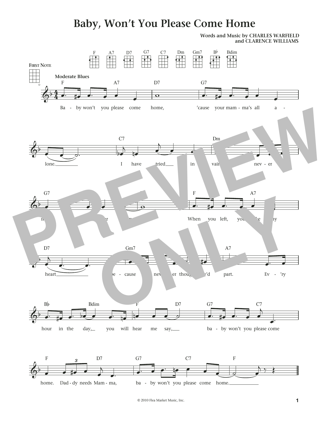 Download Charles Warfield Baby, Won't You Please Come Home (from Sheet Music
