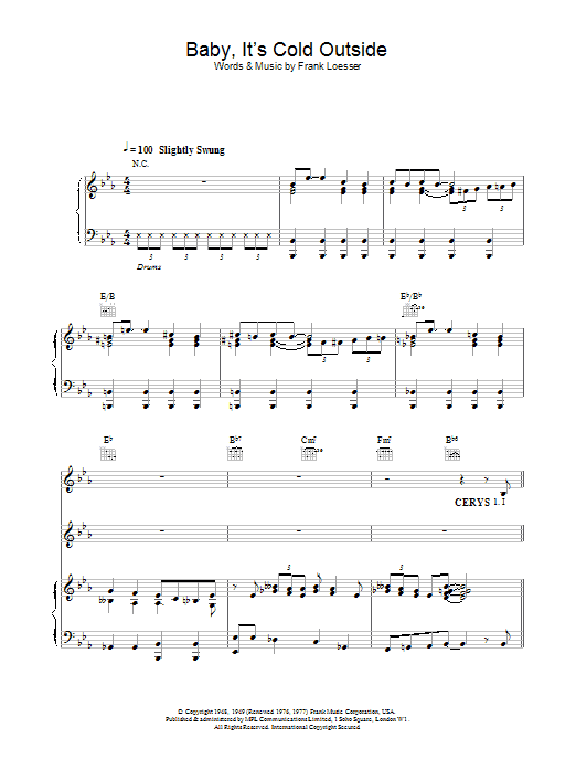 Tom Jones Baby, It's Cold Outside sheet music notes printable PDF score