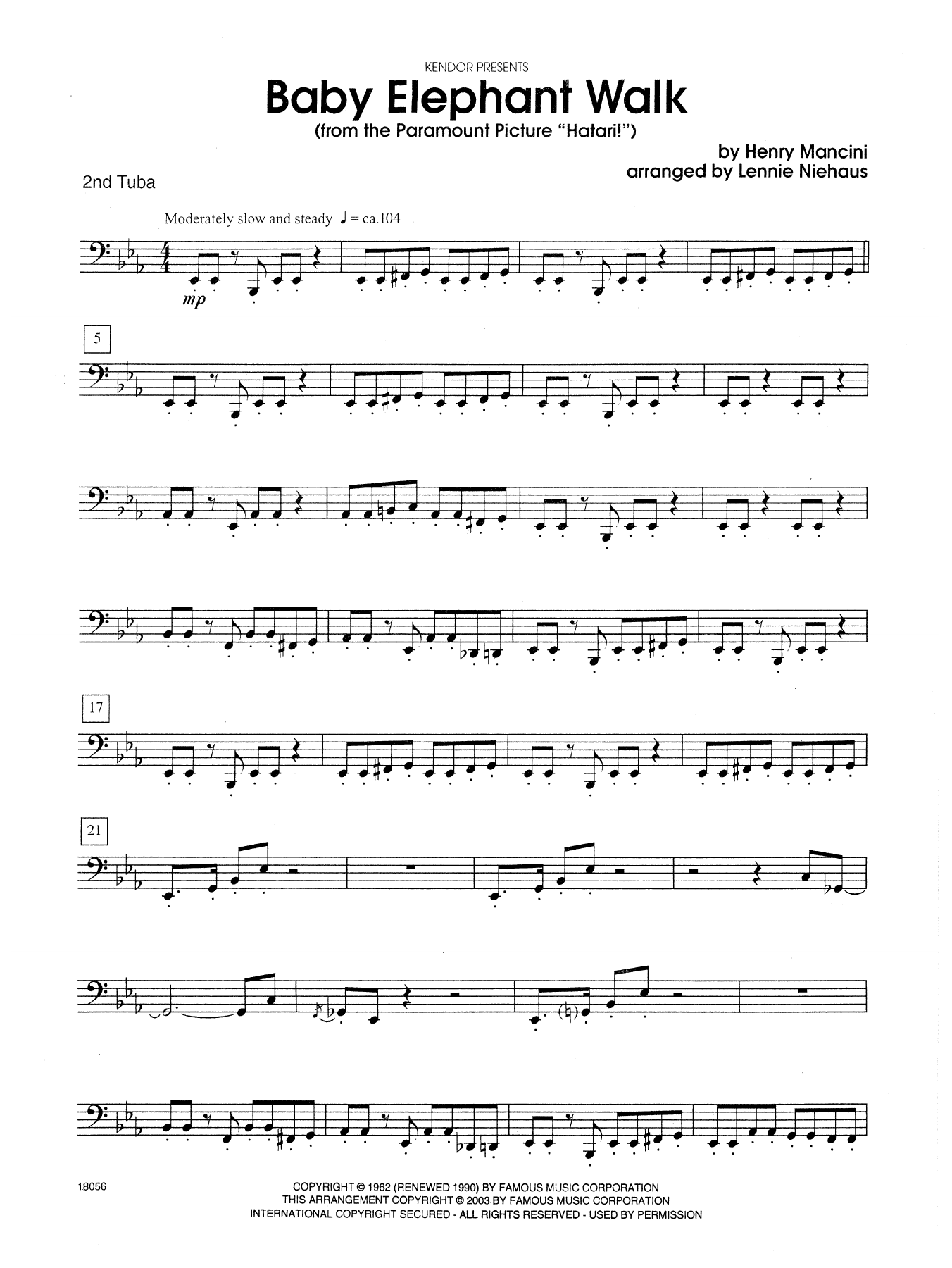 Download Lennie Niehaus Baby Elephant Walk (From The Paramount Sheet Music