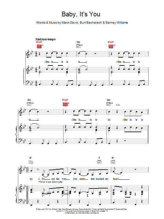 Bacharach & David Baby It's You sheet music notes printable PDF score