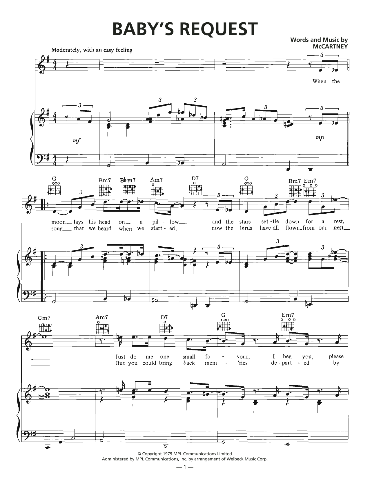 Download Wings Baby's Request Sheet Music