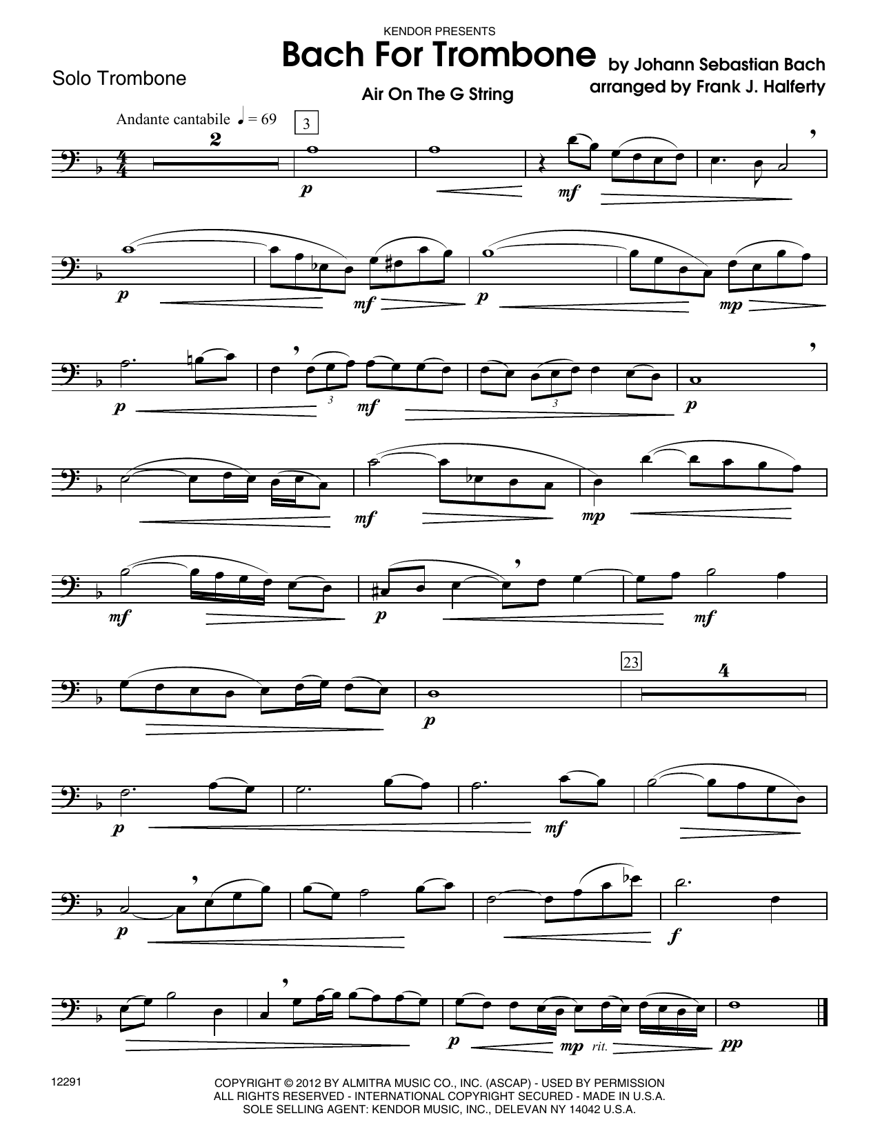 Download Frank J. Halferty Bach For Trombone - Trombone Sheet Music