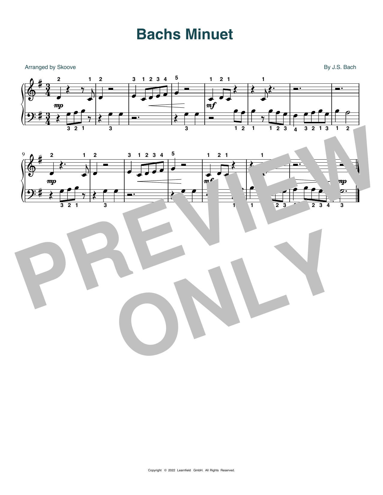 Download J.S. Bach Bach's Minuet (arr. Skoove) Sheet Music