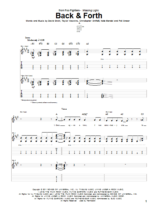 Download Foo Fighters Back & Forth Sheet Music