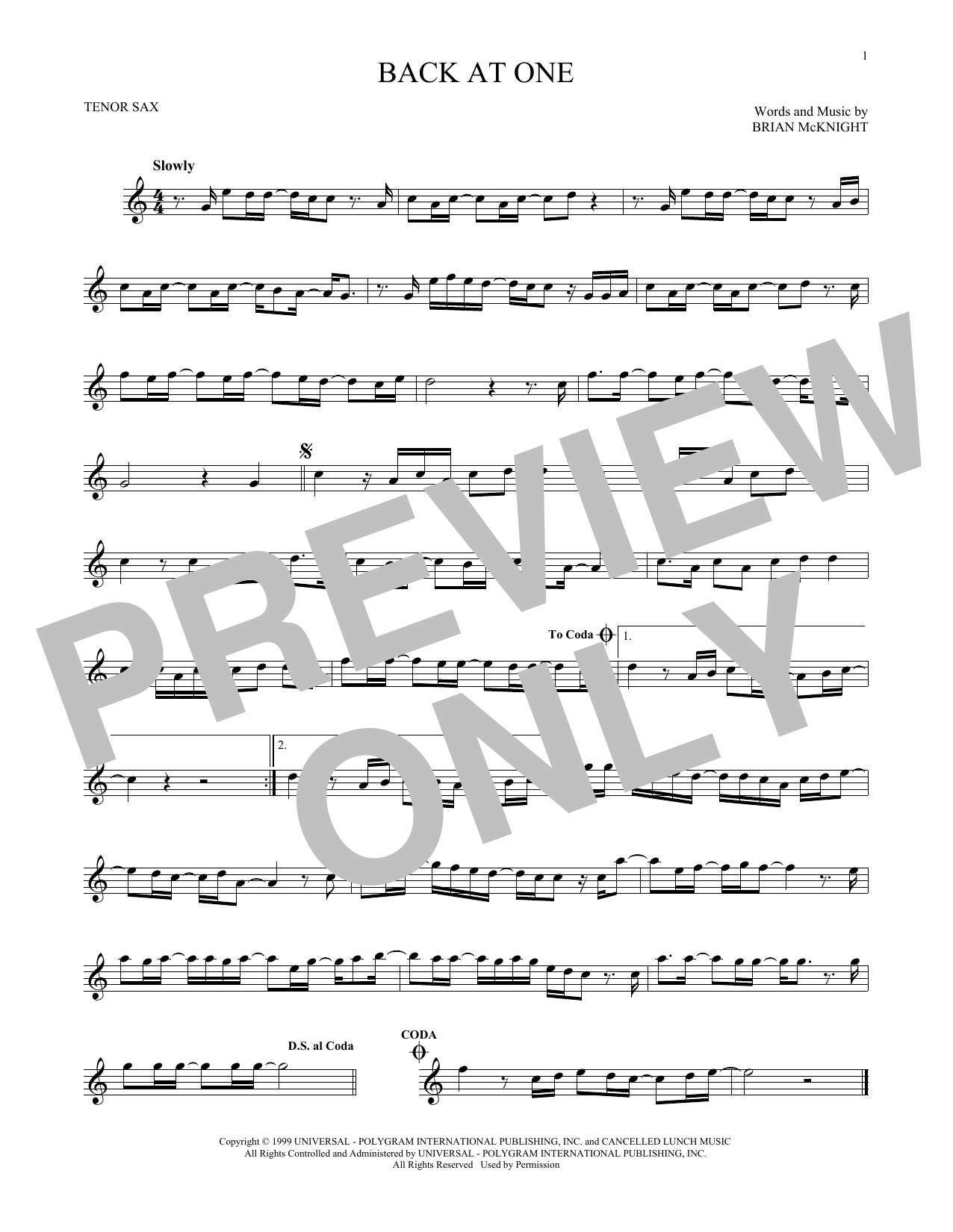 Download Brian McKnight Back At One Sheet Music