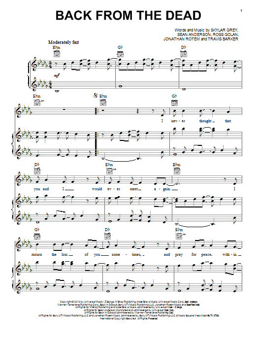 Download Skylar Grey Back From The Dead Sheet Music