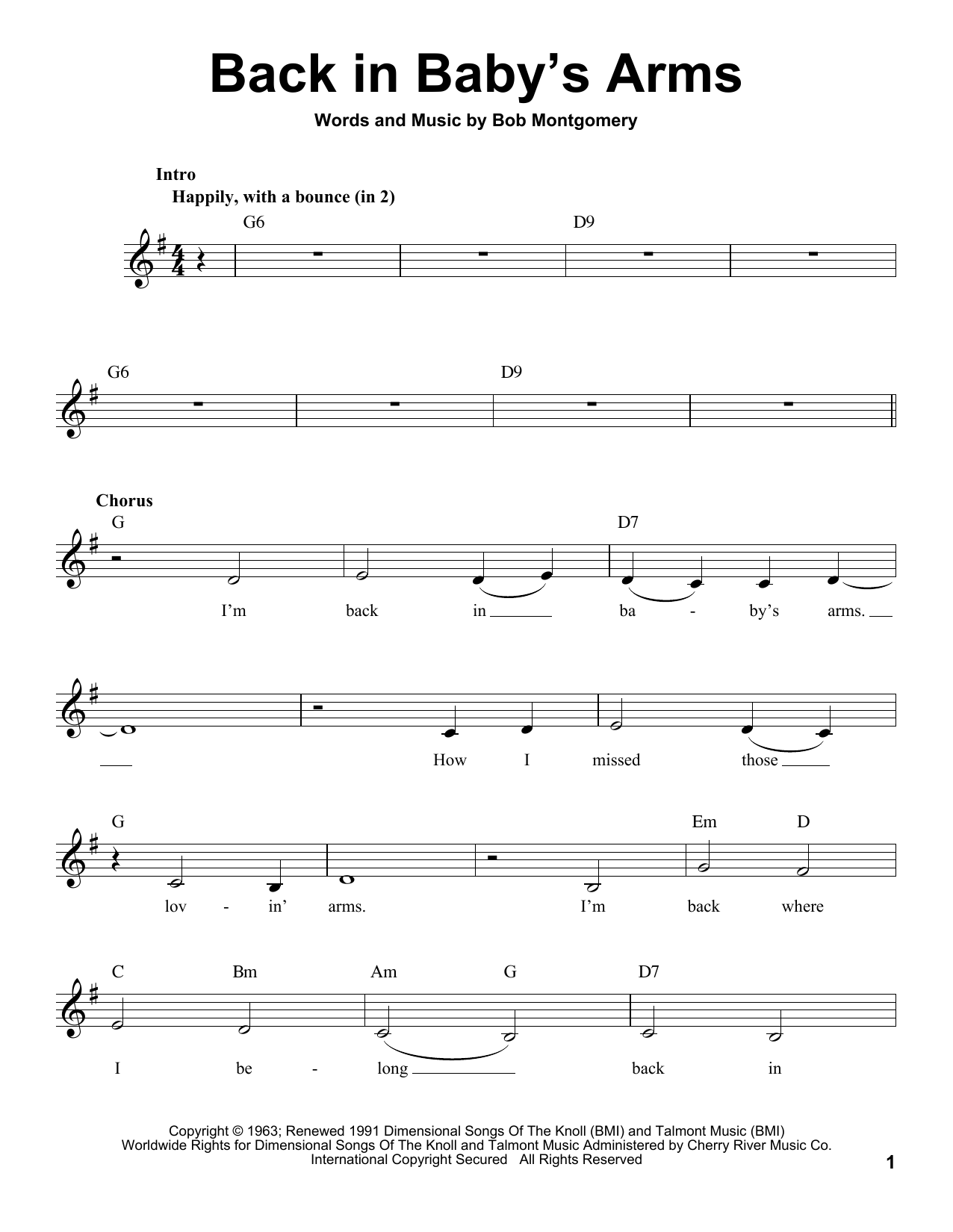 Download Patsy Cline Back In Baby's Arms Sheet Music